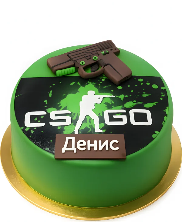Необыкновенный торт с пистолетом по игре CS GO Фото