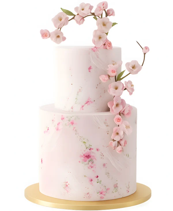 Нежно-розовый торт с орхидеями Фото
