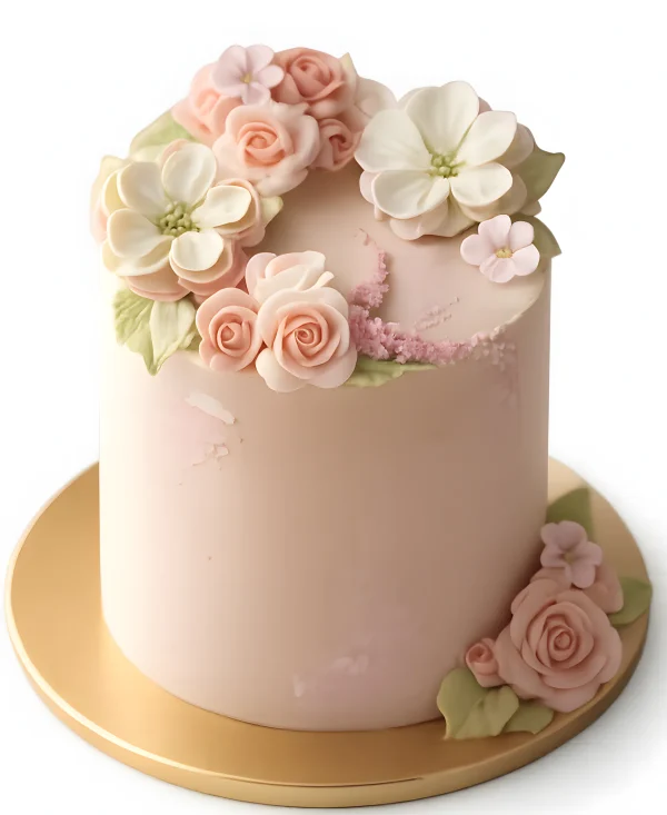 Приятный торт на 8 марта с цветами Фото