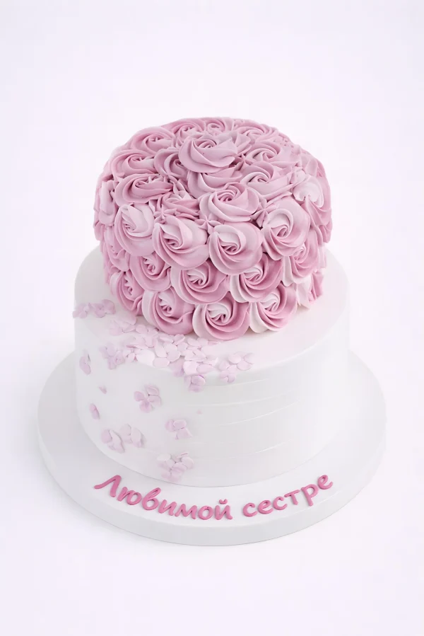 Фиолетовый торт с розами для сестры Фото