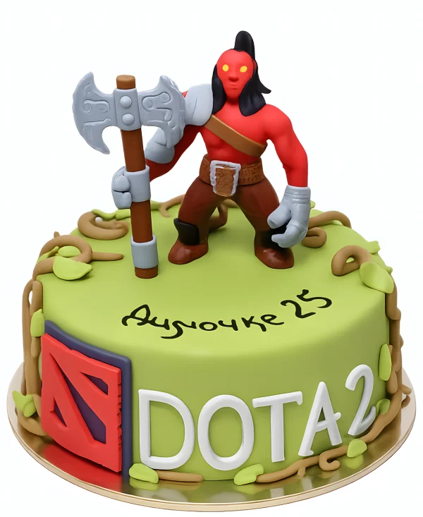 Торт дота 2 с фигуркой воина Фото