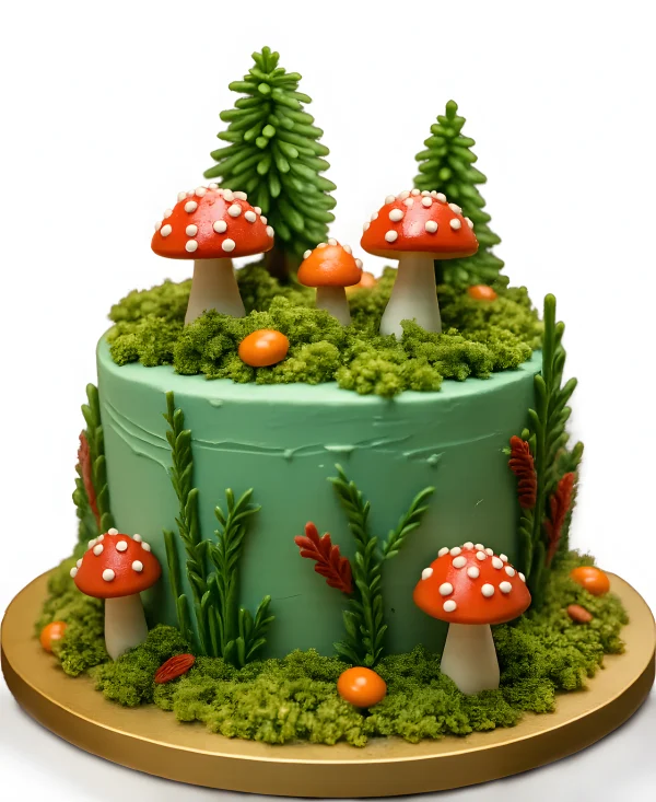 Торт Грибная долина в лесу среди мха Фото