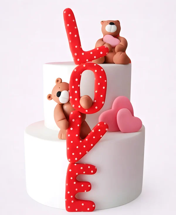 Милый розовый торт с мишками Фото