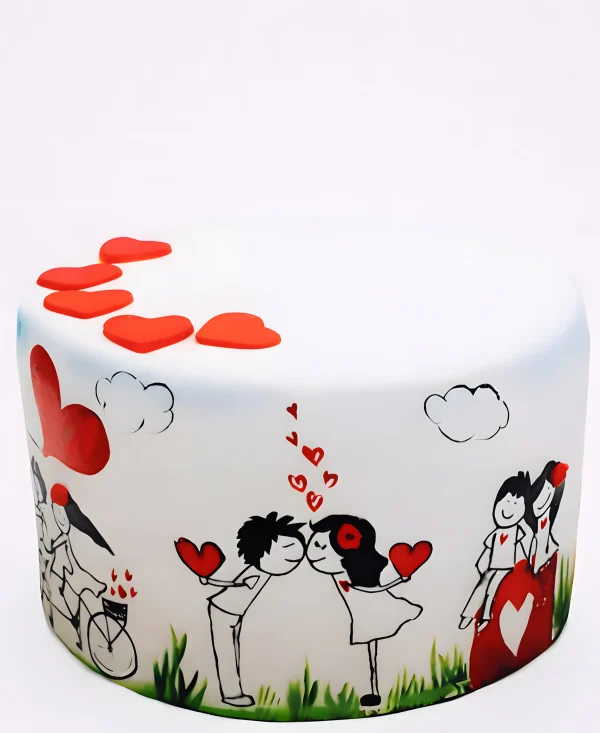 Оригинальный торт с влюблёнными Фото