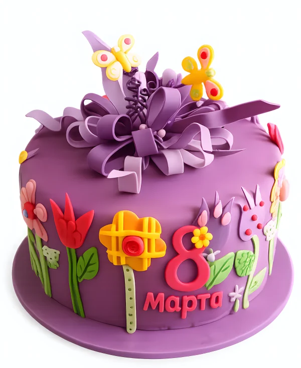 Торт из мастики на 8 марта Фото