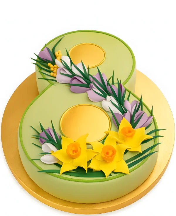 Торт на 8 марта в виде цифры Фото