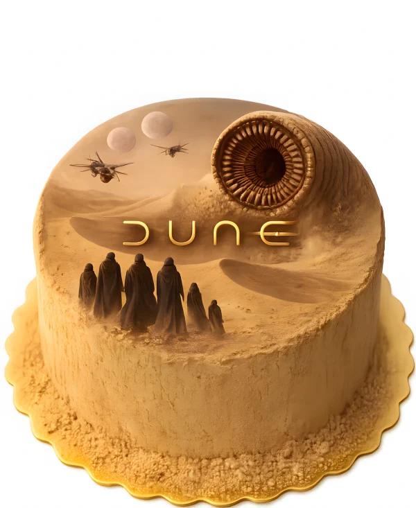 Торт по фильму Дюна с нежным закатом и песочными краями Фото