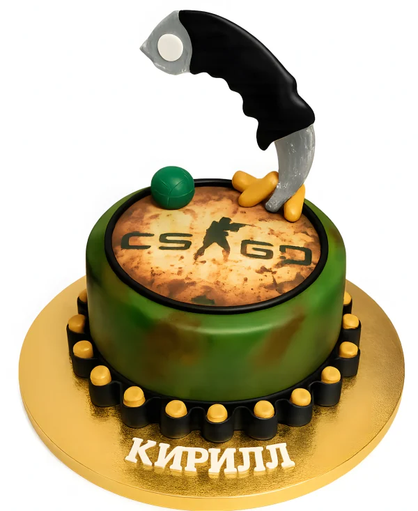 Торт по тематике Контр Страйк с керамбитом Фото