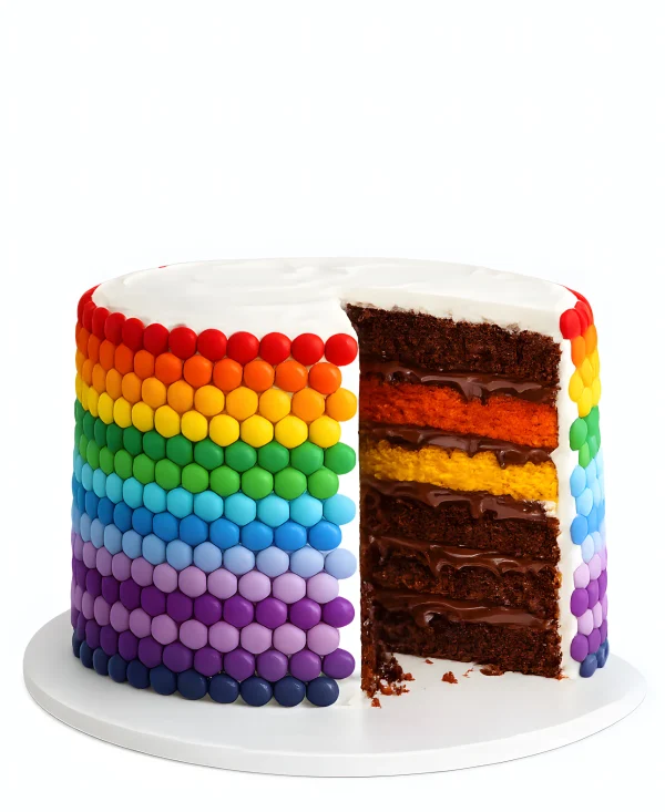 Радужный торт с драже Фото