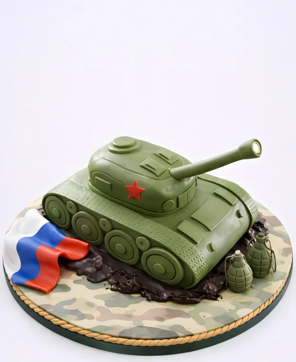 Торт на 23 февраля в виде танка Фото