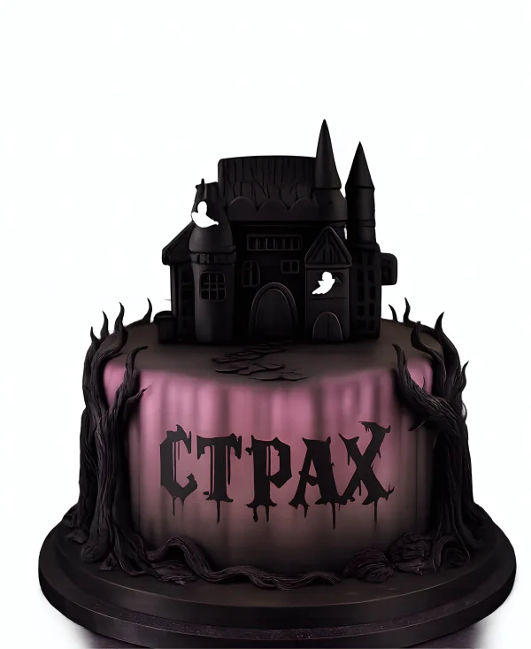 Торт в готическом стиле с черным замком Фото