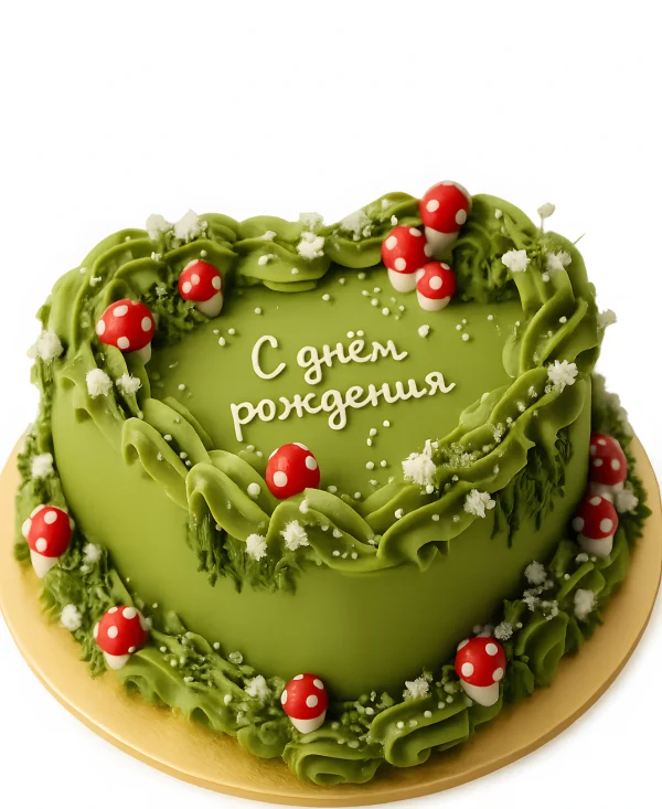 Торт в стиле бенто с миниатюрными грибочками Фото