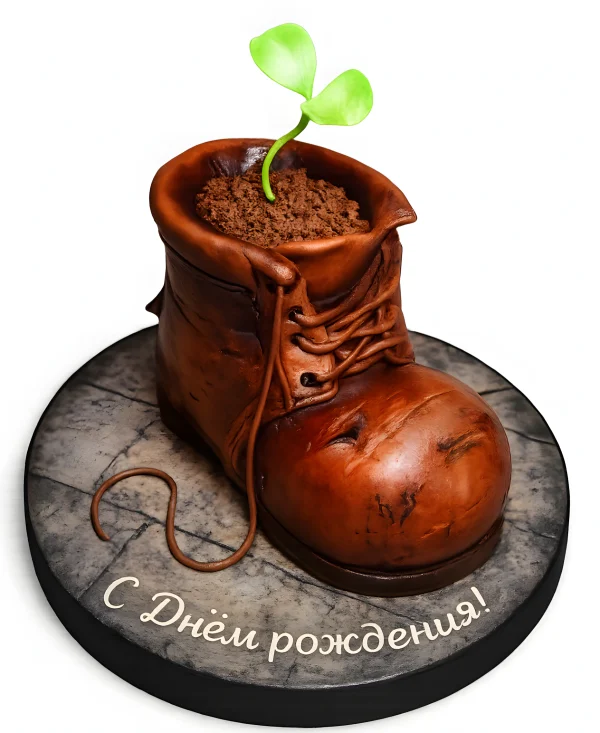 Торт для садовника с ботинком Фото