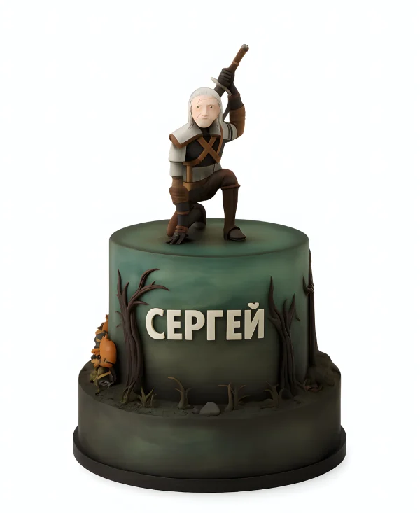 Торты с героем компьютерной игры Ведьмак Фото