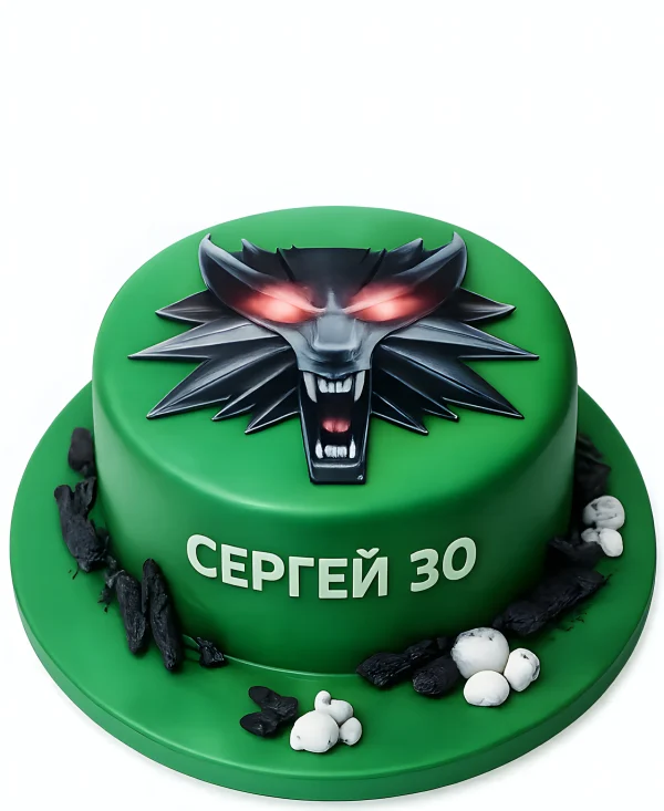 Торт в зеленом цвете Ведьмак Фото