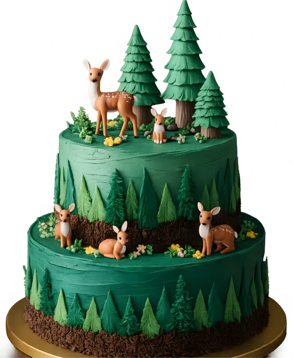 Утонченный лесной торт с зверьками Фото