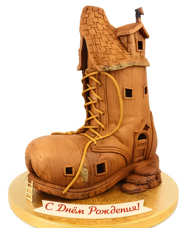 Величественный торт в виде старинного ботинка-дома Фото