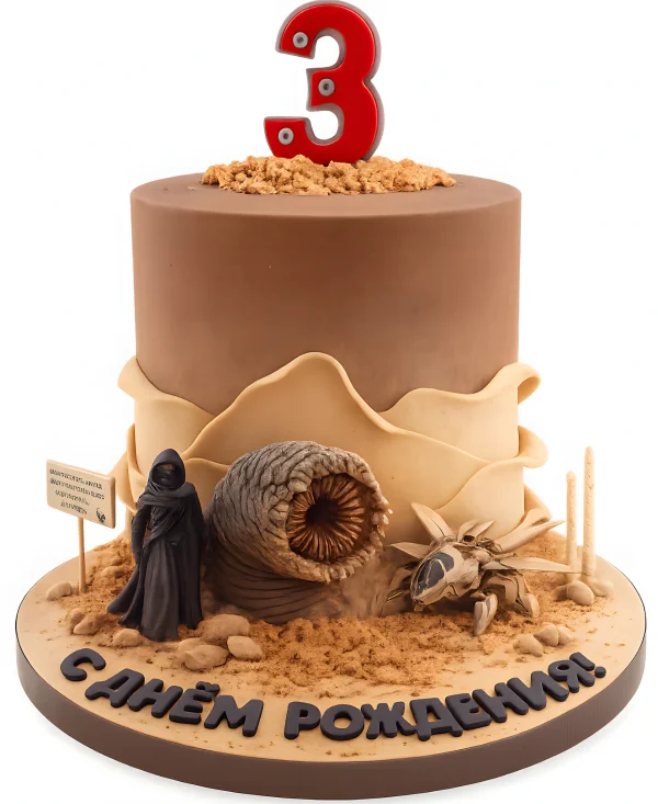 Яркий торт в стиле Дюна на 3 года Фото