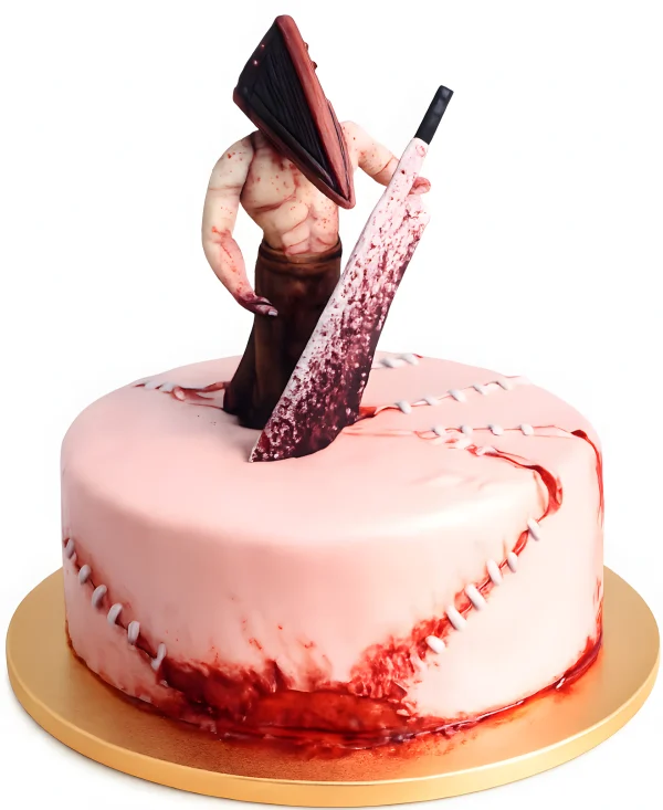 Белый торт с фигуркой палача из Сайлент Хилл Фото