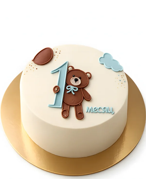 Бенто-торт на 1 месяц с медведем Фото
