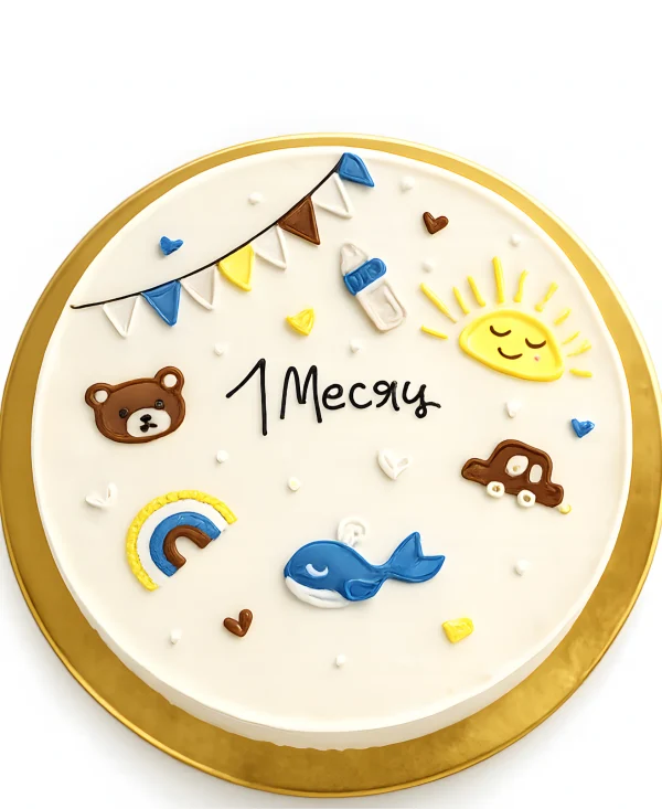 Бенто-торт на 1 месяц с игрушками Фото