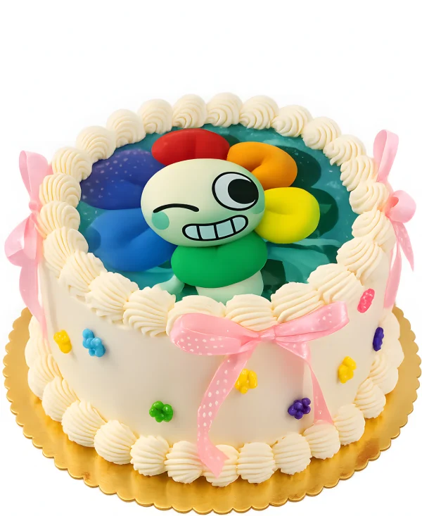 Бенто-торт по игре с розовыми бантиками Фото