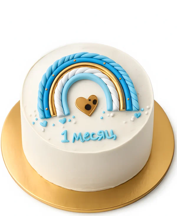 Бенто-торт с рисунком в стиле вязаной радуги Фото