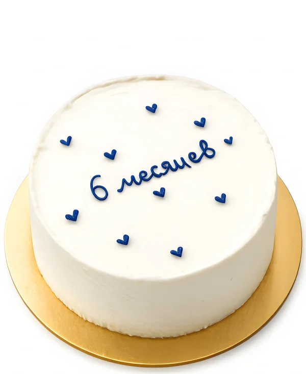 Бенто-торт с синими сердечками Фото