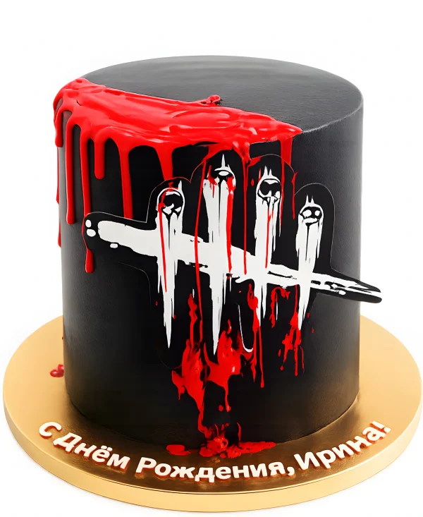 Черный торт с логотипом Мертвы к Рассвету Фото