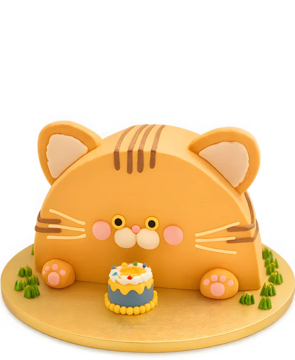 Детский торт в виде рыжего кота Фото