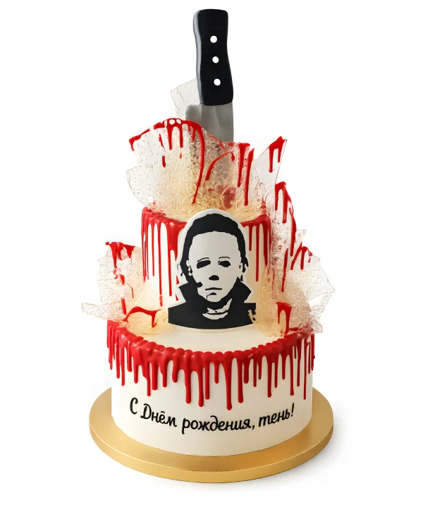 Двухъярусный торт с Майклом из фильма Хеллоуин Фото