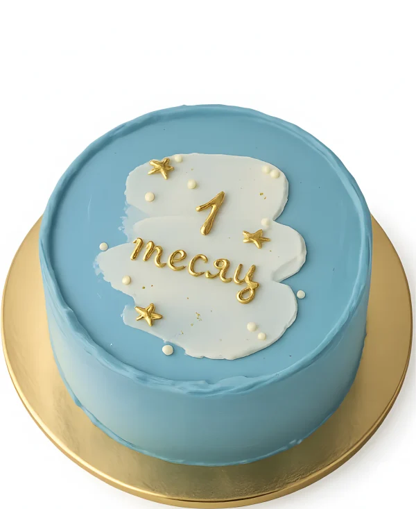 Голубой бенто-торт на 1 месяц Фото