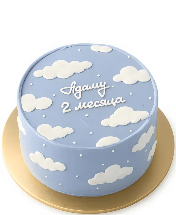 Голубой бенто-торт с облаками Фото