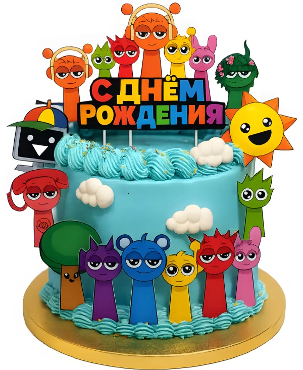 Торт с персонажами Мир Денди Фото