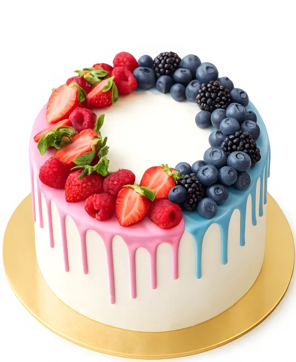 Минималистичный торт с ягодами и глазурью Фото