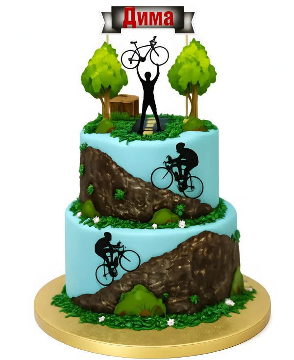 Торт путь к победе с велосипедиста Фото