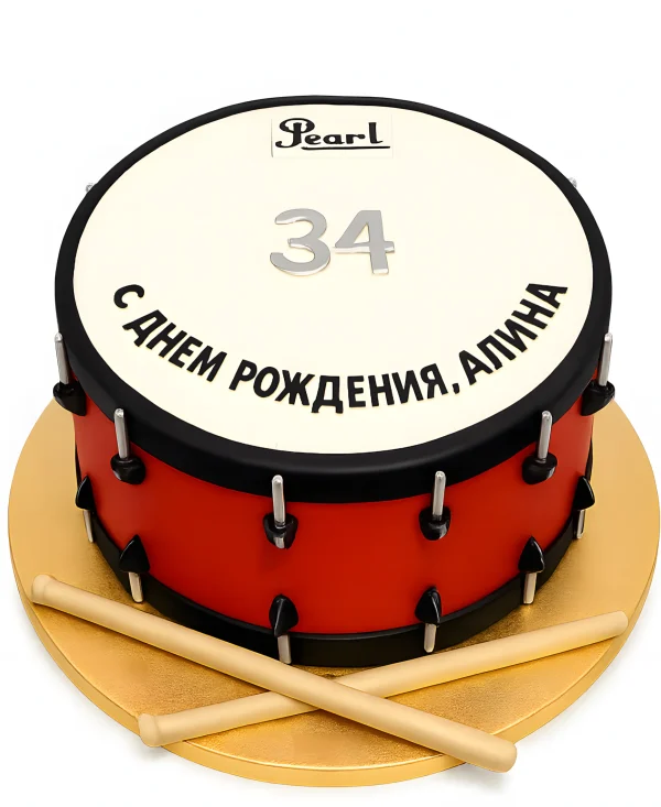 Торт в форме барабана на день рождения Фото