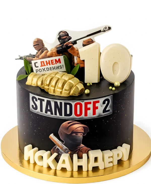 Оригинальный торт на 10 лет с персонажами из игры Стендофф 2 Фото