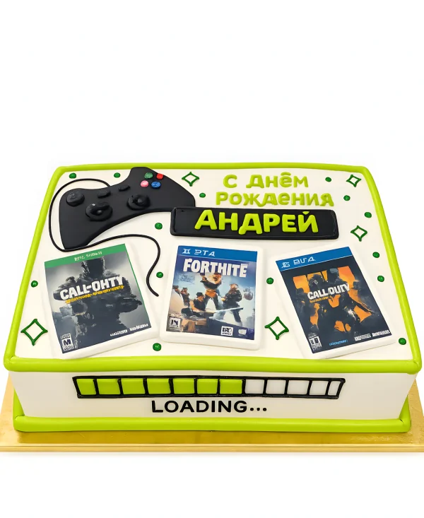 Прямоугольный торт с фотопечатью игр Фото