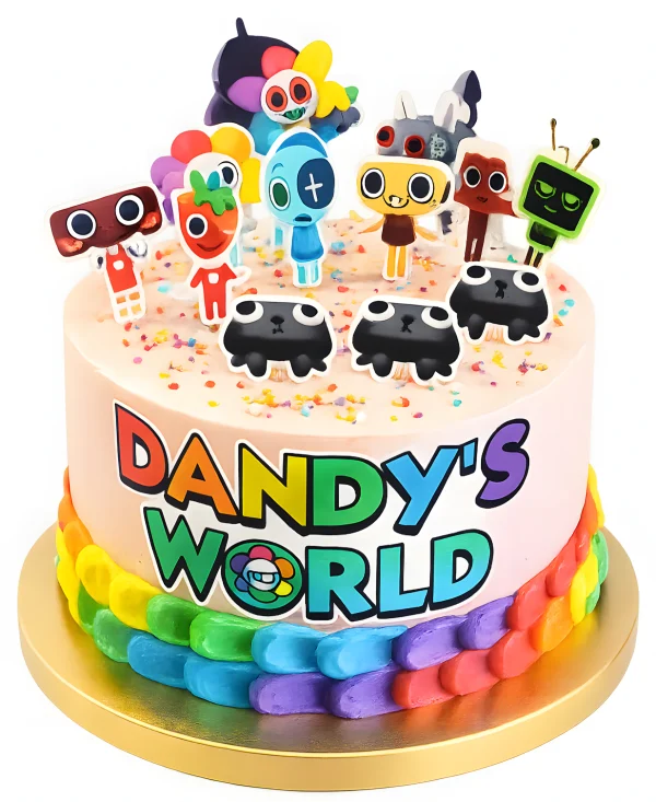 Радужный торт на тематику игры Денди Ворлд Фото