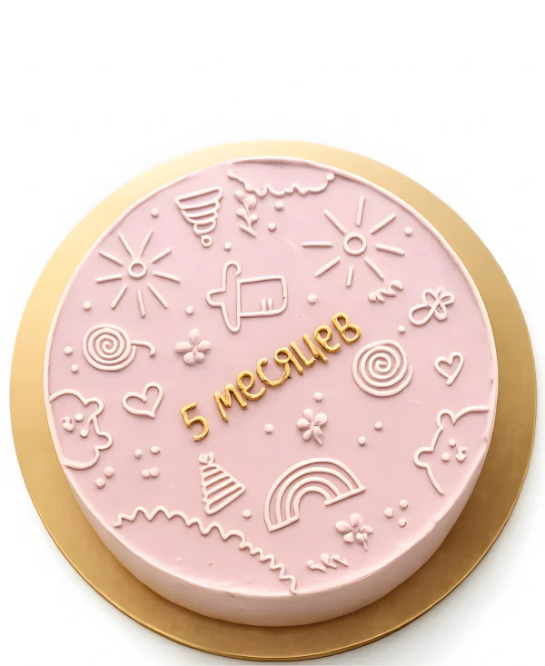 Торт на 5 месяцев в розовых тонах Фото