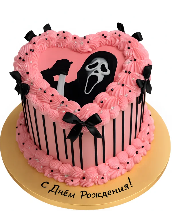 Розовый торт с фотопечатью Крика Фото