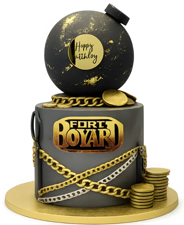 Серый торт в стиле Форт Боярд Фото