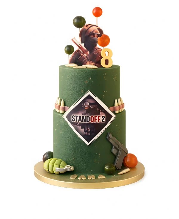 Двухъярусный торт с леденцами и патронами Standoff 2 Фото