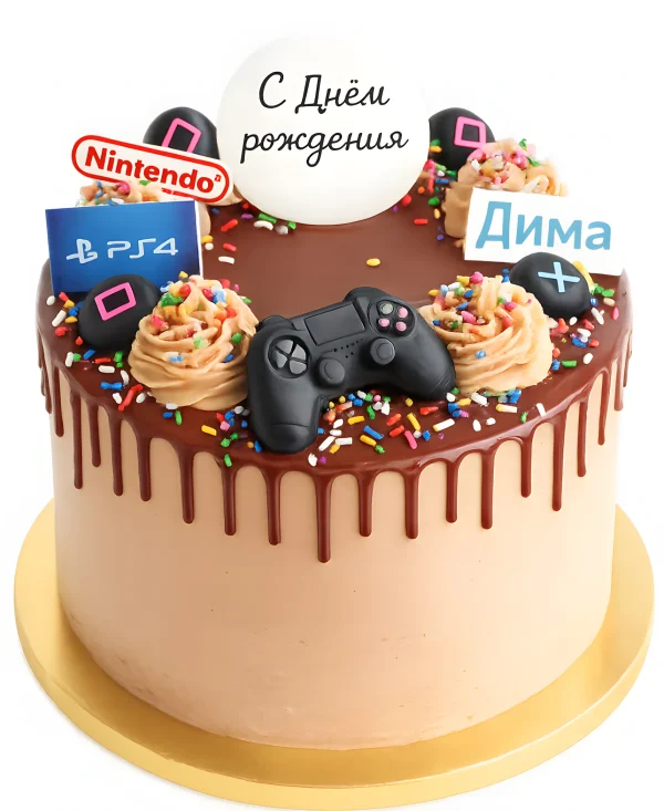 Шоколадный торт с PS4 Фото