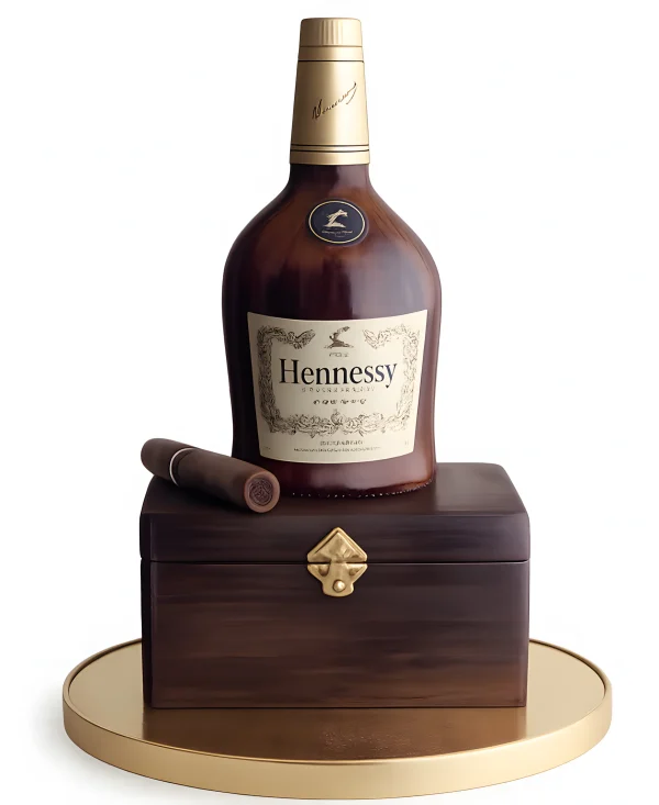 Торт бутылка Хеннесси с сигарой Фото
