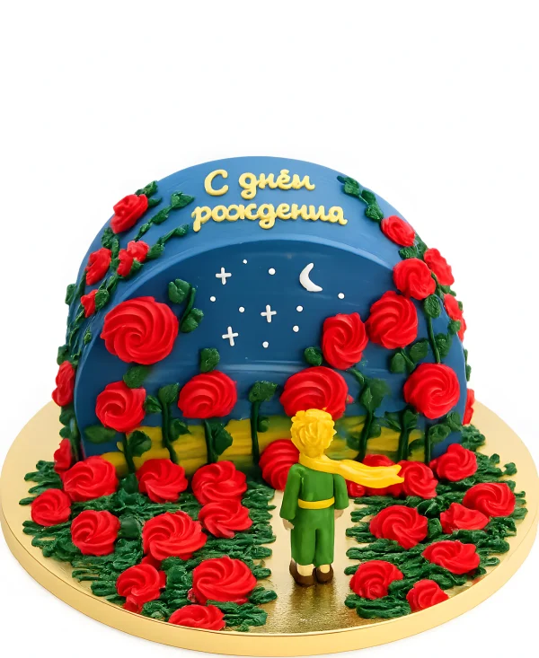 Торт маленький принц среди роз Фото