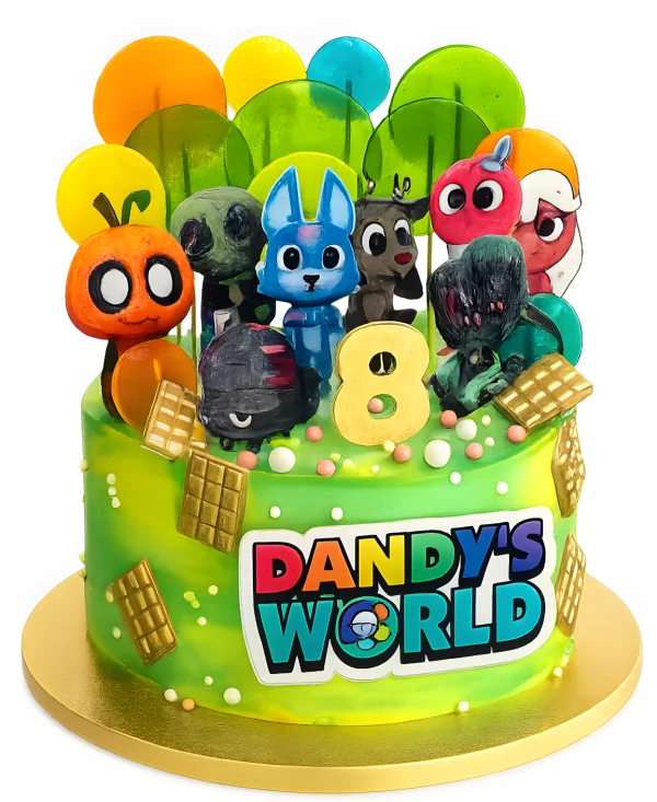 Торт на 8 лет с леденцами и фотопечатями персонажей Dandys World Фото