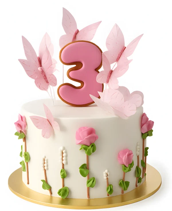 Торт с бабочками и цветами Фото