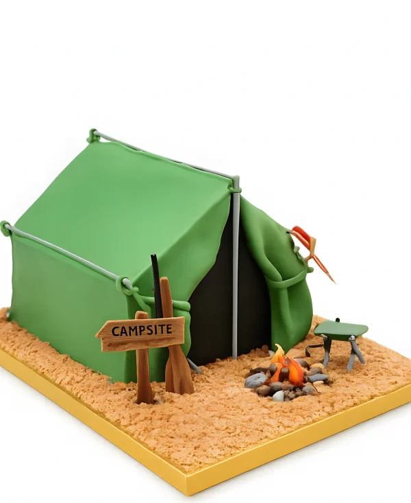 Торт с форме зеленой палатки Фото